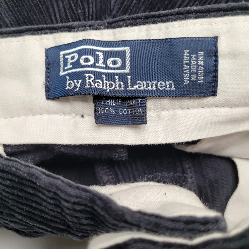 Polo Ralph Lauren Philip Pant Mens 30/32 Navy Blue Excellent Corduroy Trousers